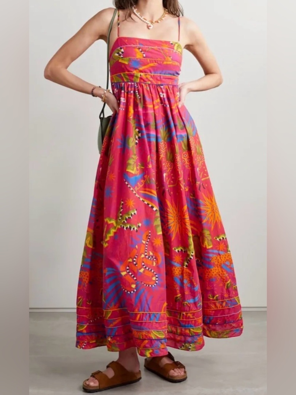 FARM Rio Magic Forest Tropical Vacation Cotton Maxi Dress- Size L - Picture 6 of 6